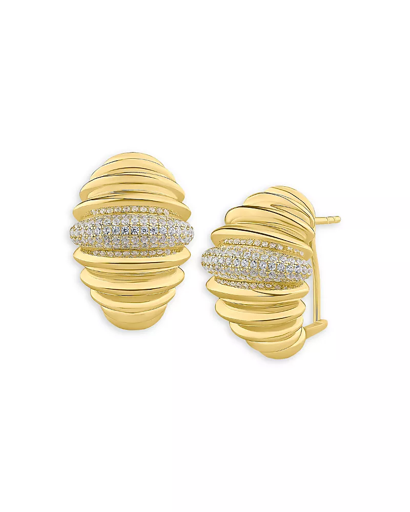 Kenneth Jay Lane Pave Textured Drop Earrings