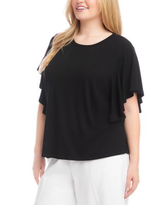 Plus Size Flutter Sleeve Crewneck Top