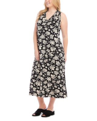 Plus Size Sleeveless V Neck Midi Dress