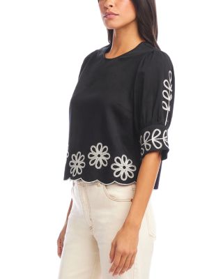 Embroidered Scallop Top