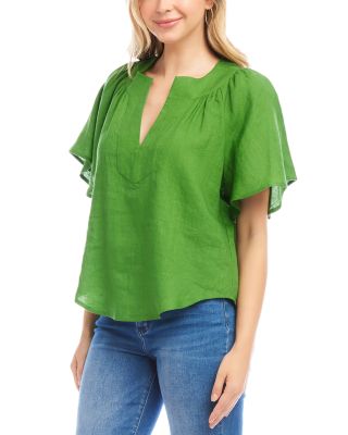 Linen Flutter Sleeve Top 