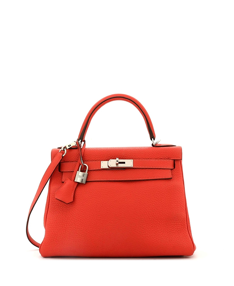 Pre-owned Pre-owned Hermes Hermes Kelly 28 Handbag Red Clemence With Palladium Hardware