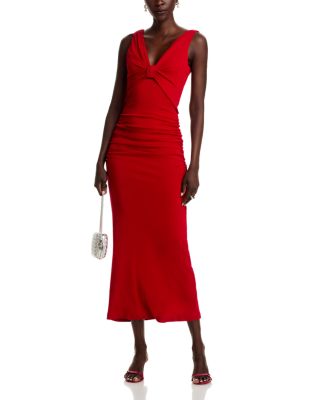 V Neck Ruched Column Dress