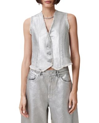ALLSAINTS - Andrea Coated Denim Waistcoat Top