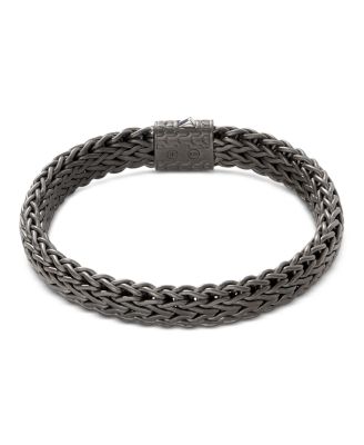 Sterling Silver Black Rhodium Icon Flat Bracelet, 11mm