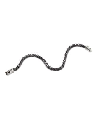 Sterling Silver Black Box Chain Bracelet, 4mm