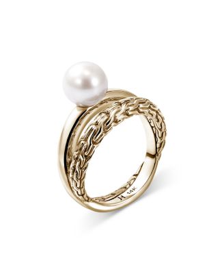 14K Yellow Gold JH Essential Cultured Freshwater Pearl Crossover Ring