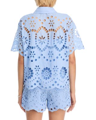 Floral Eyelet Short Sleeve Top - Exclusive