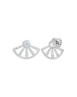 Roberto Coin - 18K White Gold Cento Diamond Openwork Fan Stud Earrings
