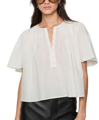 Leah Pleated Short Sleeve Top