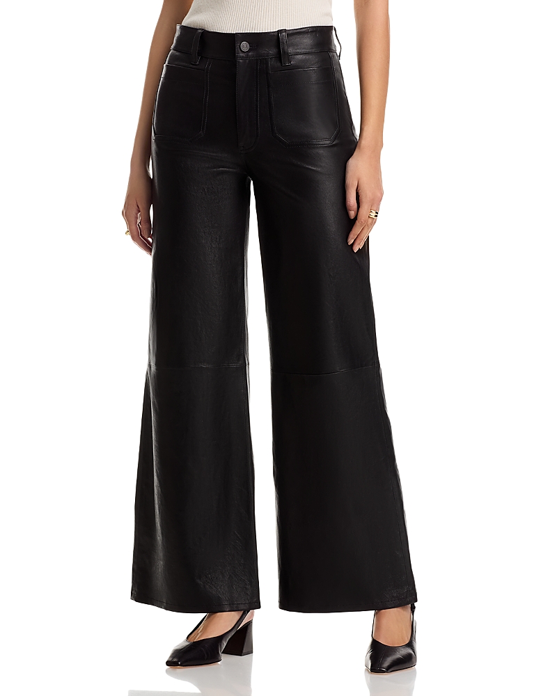 Frame Le Slim Palazzo Modernist Pocket Leather Pants In Black