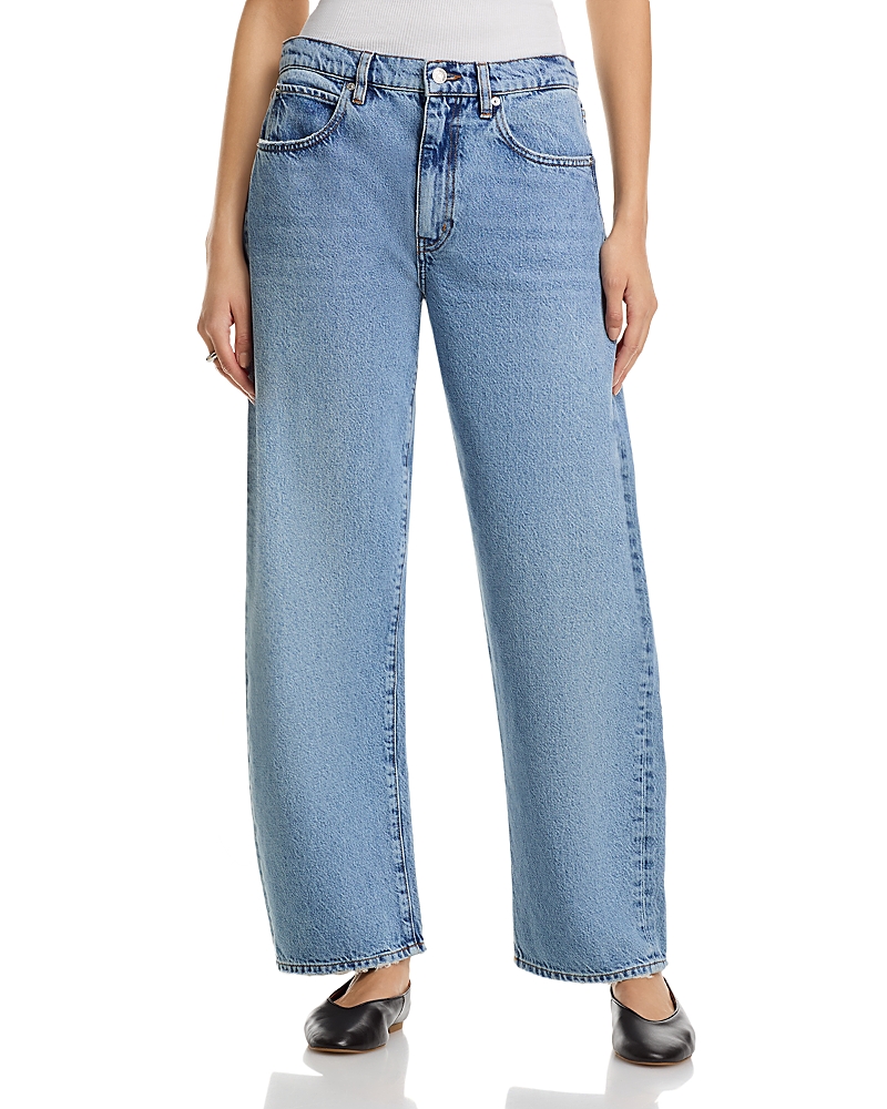 Frame Low Slung Barrel Jeans In Dollhouse In Blue