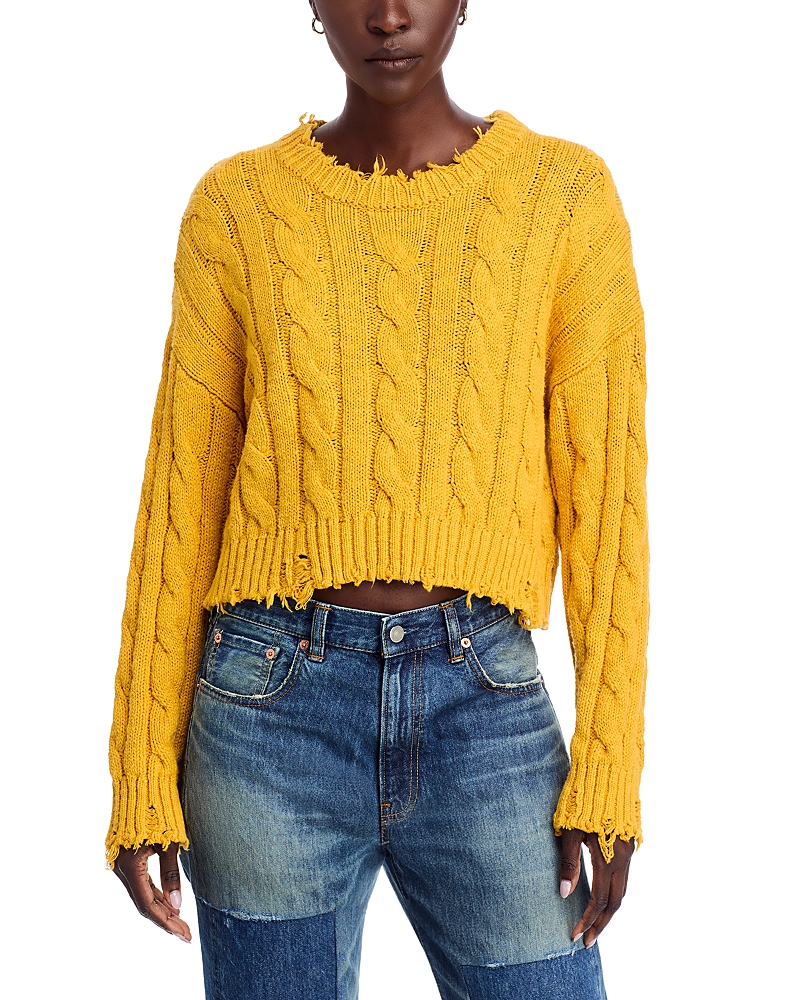 Denimist Boxy Cable Sweater In Yellow