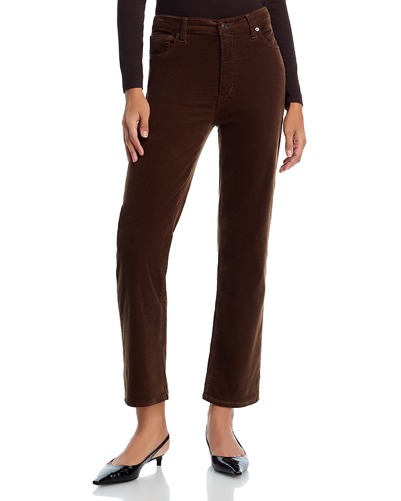 Frame High-waisted Straight-leg Casual Pants In Brown