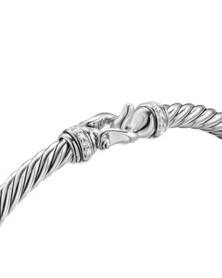 Cable Flex Buckle Bracelet in Sterling Silver with Diamonds, 4mm