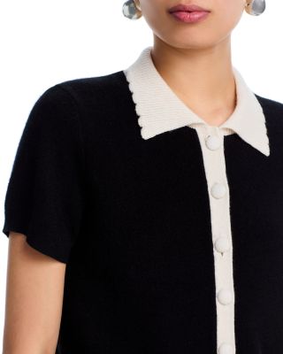 100% Cashmere Short Sleeve Colorblock Cardigan - Exclusive