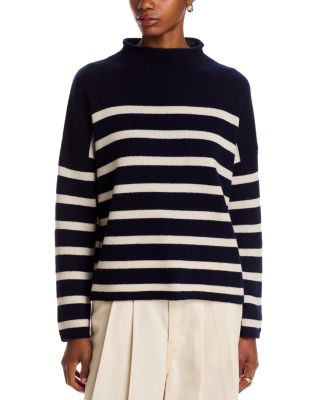 100% Cashmere Rollneck Striped Sweater - Exclusive