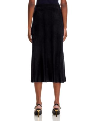 100% Cashmere Ribbed Midi Skirt - Exclusive
