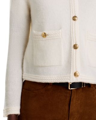 100% Cashmere Chevron Trim Cardigan - Exclusive