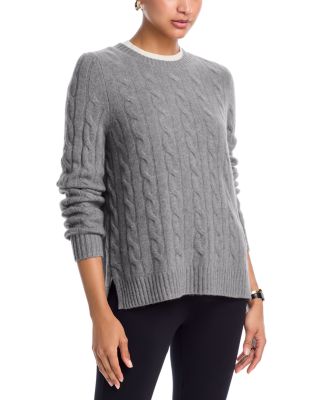100% Cashmere Cable Knit Crewneck Sweater - Exclusive
