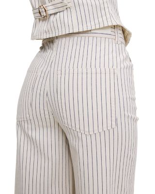 Hepburn High Rise Ankle Wide Leg Jeans in Seashell Stripe