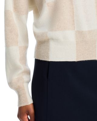 100% Cashmere Brushed Cropped Check Sweater - Exclusive