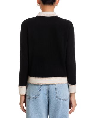 100% Cashmere Contrast Trim Cardigan - Exclusive