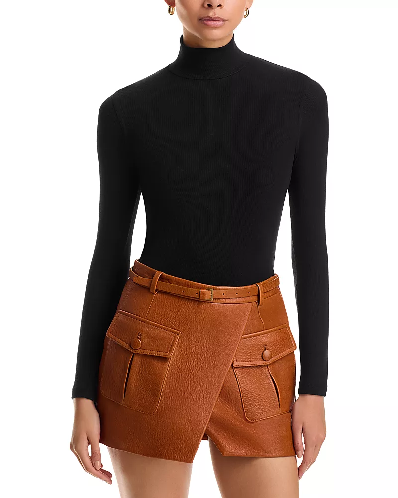 Frame Rib Knit Turtleneck Top