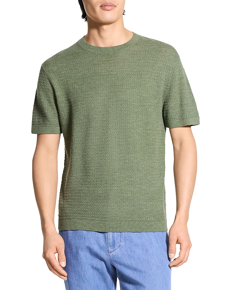 Theory Kolben Linen Tee In Green
