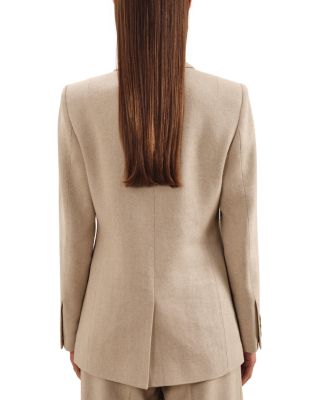 Petite Double Breasted Linen Suit Blazer