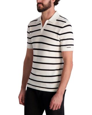 Striped Open Collar Polo Shirt