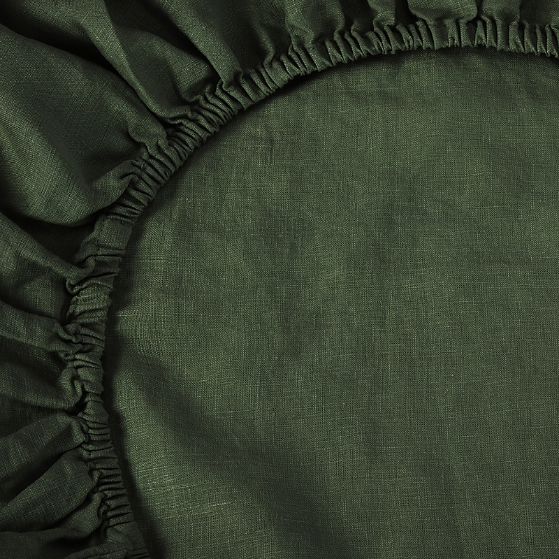 Piglet In Bed Plain Linen Fitted Sheet, Twin In Black