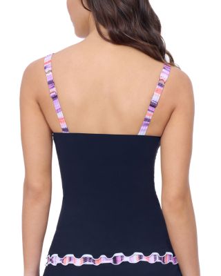 Riga D Cup Solid Center Ruched Tankini &amp; Tutti Frutti Classic Seamless Tankini Bottom