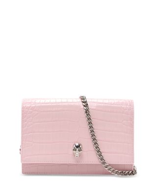 Skull Mini Croc Embossed Leather Crossbody Bag