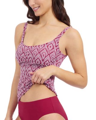 Plume Square Neck D Cup Tankini &amp; Tutti Fruitti Shirred High Waist Bottom