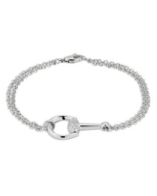 18K White Gold Diamond Horsebit Bracelet
