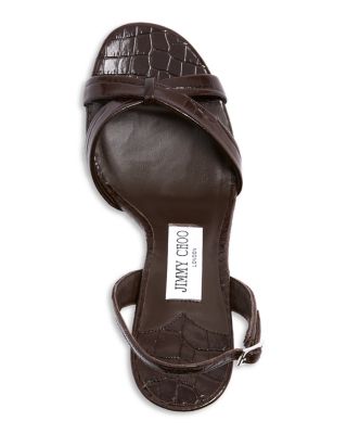  Women's Elsy 90 Croc Embossed Slingback Sandals