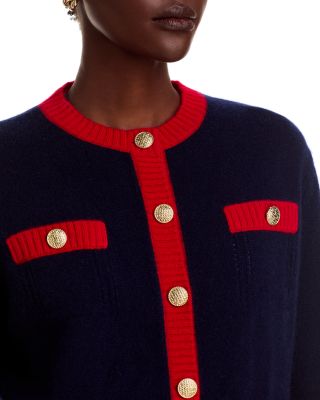 100% Cashmere Contrast Trim Cardigan - Exclusive