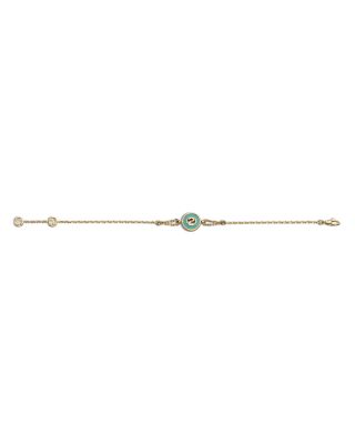 18K Yellow Gold Diamonds & Amazonite Interlocking Bracelet