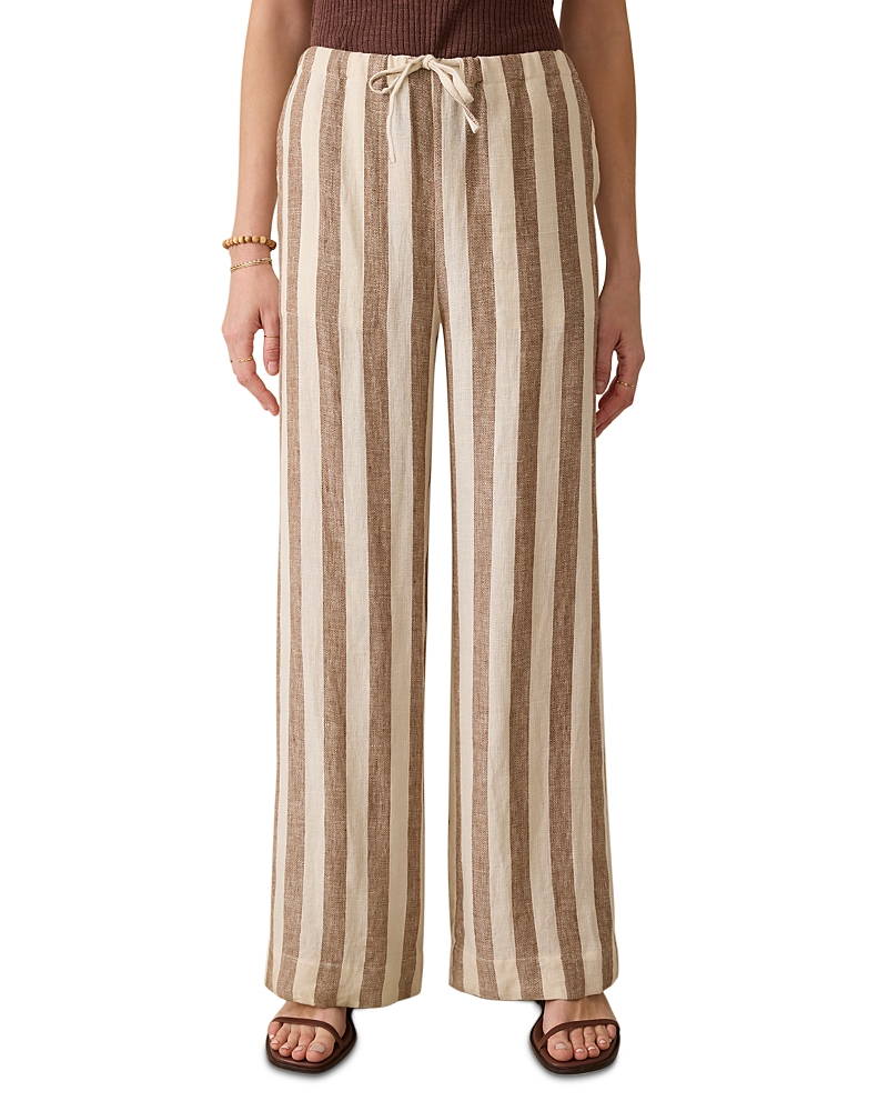 Faherty Palma Linen Drawstring Pants Cocoa Beach Stripe