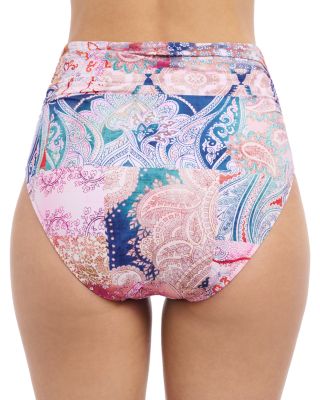 Karma Printed Center Ruched Tankini &amp; Karma Shirred High Waist Bottom