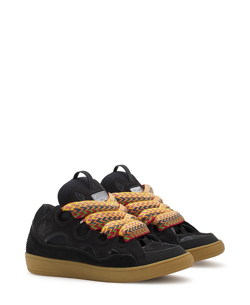 Lanvin Black Leather Curb Sneakers