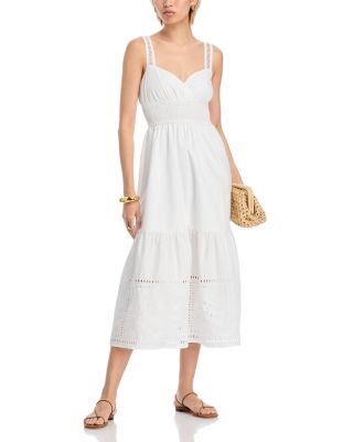 Sleeveless Eyelet Detail Midi Dress