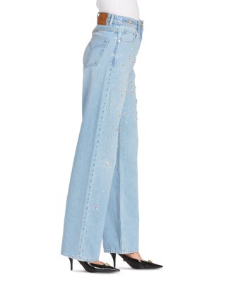 Embroidery Stone Jeans in Light Blue