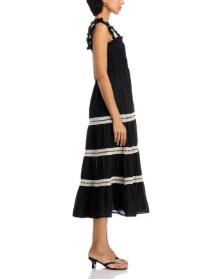 Smocked Lace Inset Midi Dress - Exclusive