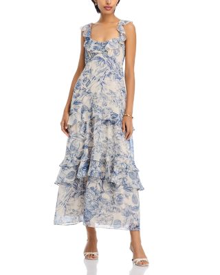 Floral Toile Ruffle Midi Dress - Exclusive
