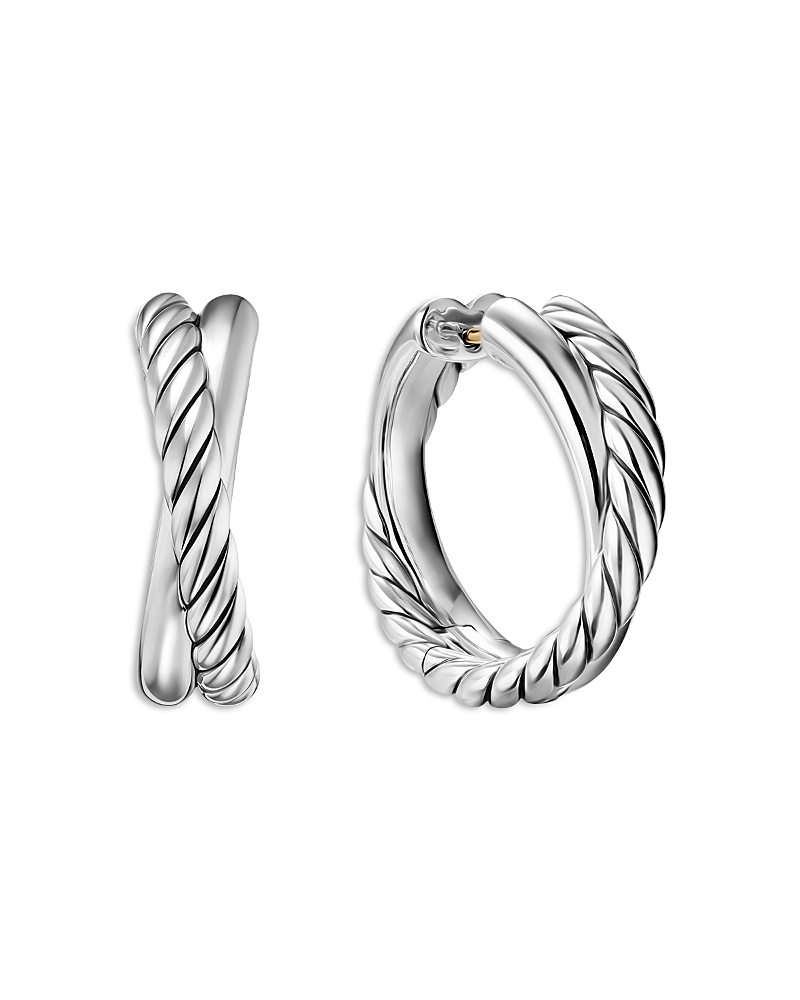 David Yurman Crossover Hoop Earrings in Sterling Silver, 22.3mm