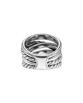 Crossover Five Row Ring in Sterling Silver, 17.5mm