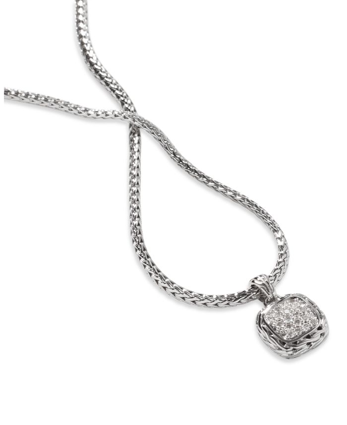 Sterling Silver Diamond Pavé Carved Chain Necklace, 16-18"