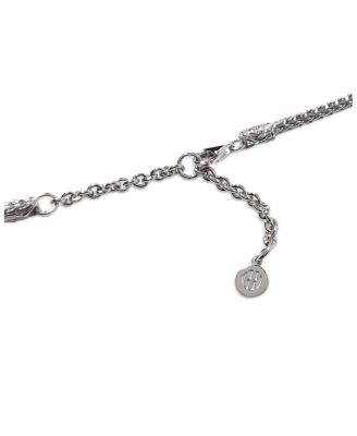 Sterling Silver Diamond Pav&eacute; Carved Chain Necklace, 16-18"